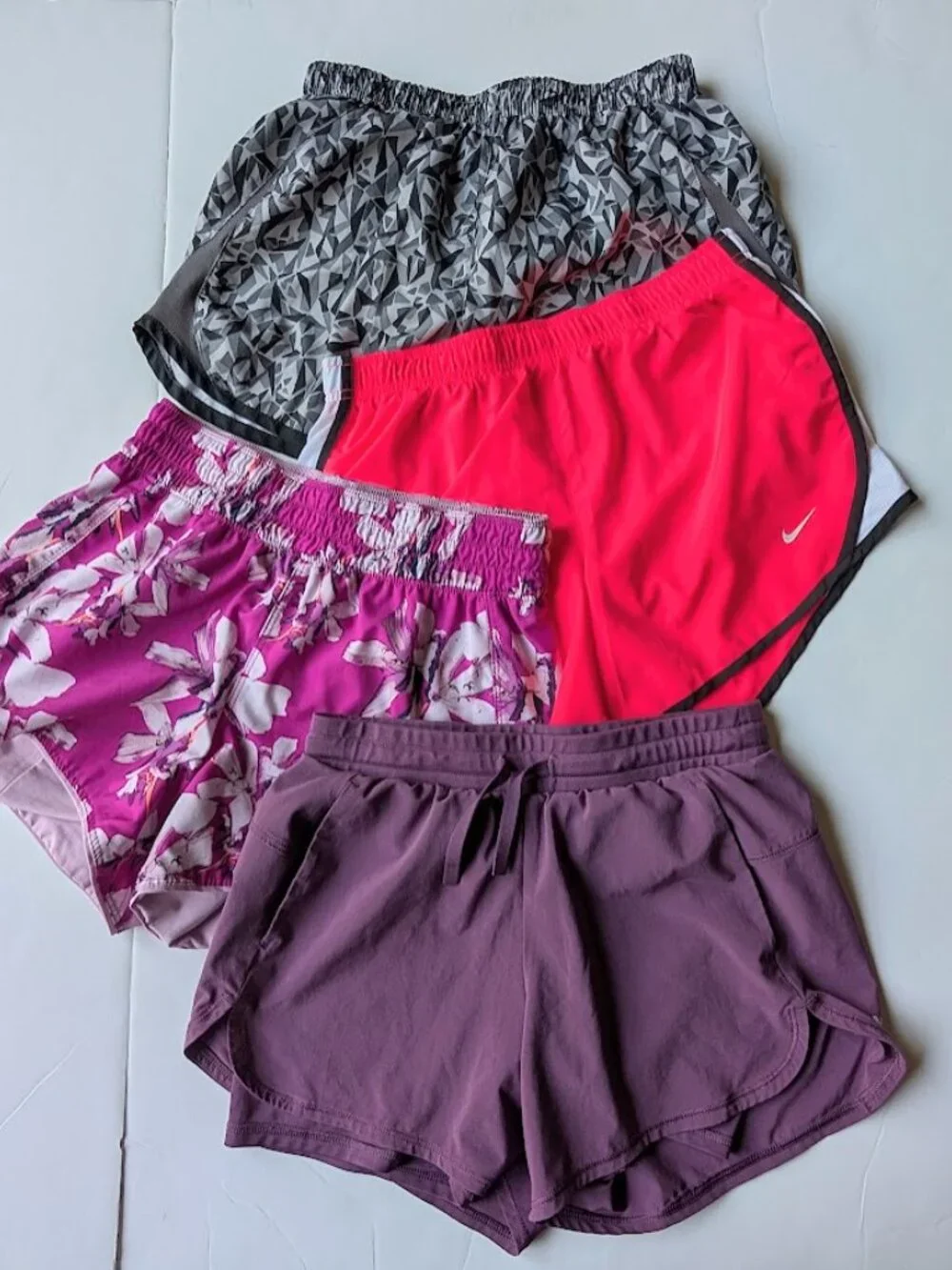 Avia Athletic Active Reversible Floral Magenta Running Shorts Girls L(10-12)